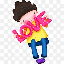 粉色爱情字母可爱儿童