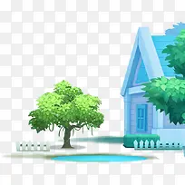 家房子绿色树木装饰