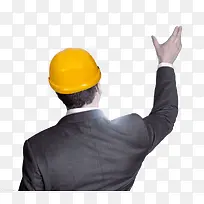 带着安全帽男人背影