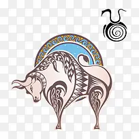 十二星座主题插画创意金牛座