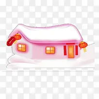 浪漫卡通粉色房屋