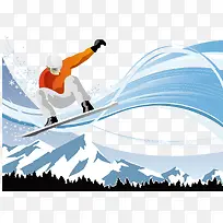 矢量滑雪橇的人