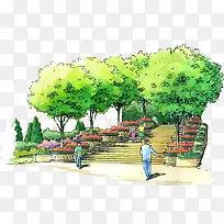 绘画园林景观素材