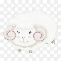 白色可爱犄角绵羊