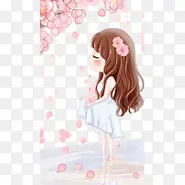 桃花树下的女孩
