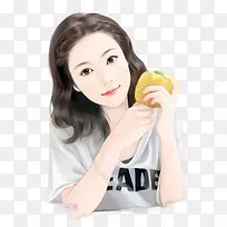 手绘苹果美女