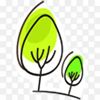 卡通绿色小树图片