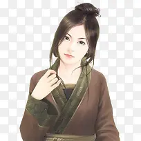 手绘长发零散美女
