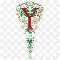 英文字母装饰花纹矢量素材,