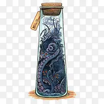 化学仪器瓶装妖怪大眼章鱼