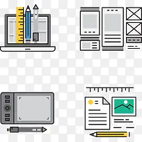 矢量手绘扁平电脑