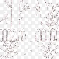 手绘森林树木插画