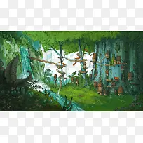 卡通森林背景图案