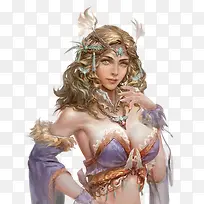 蓝衣裹胸女子立绘游戏
