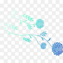 绿蓝色树叶花纹装饰