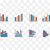 彩色柱形图矢量图