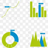 PPT用绿色图表矢量图