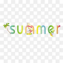 夏天summer艺术字创意元素