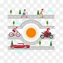 矢量创意公路汽车素材