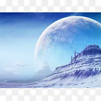 蓝色星球白色雪景