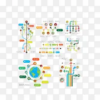 矢量彩色世界商务信息分析图