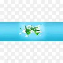 卡通树叶城市背景banner