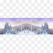 紫色梦幻雪景背景banner