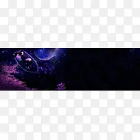 紫色梦幻情侣船只背景banner