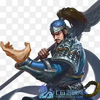 蓝色铠甲勇士古风手绘