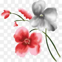 手绘灰红色小花装饰
