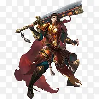 卡通铠甲战士扛着巨刀