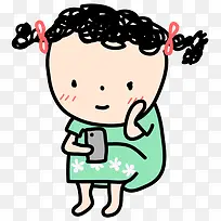 女孩看手机