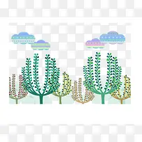 云朵手掌小草底纹