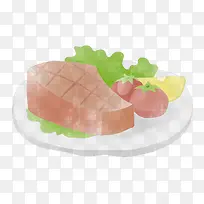 手绘拼盘肉食元素
