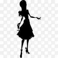 手绘时尚美女人物剪影