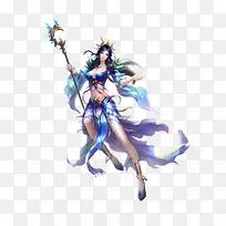 手绘魔法师蓝衣女子