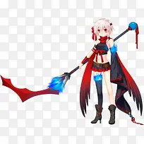 卡通红衣服美女魔法师