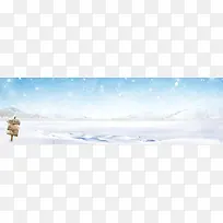 淘宝冬季雪景唯美背景banner