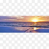 旅游海景夕阳唯美背景banner