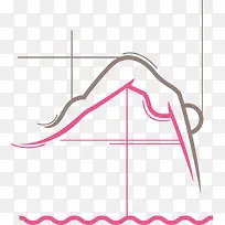 卡通线条体育运动跳水