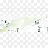 电商卡通冬季雪景背景banner