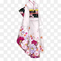 白色花纹外国服饰