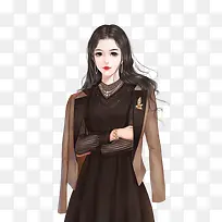 现代黑色服饰美女