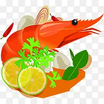 卡通夏日美食宣传大虾