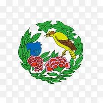 黄鹂吃石榴芙蓉图