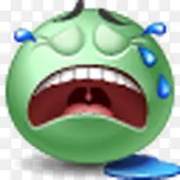 哭的脸表情符号Green-Emotiocns-Icons