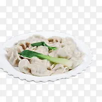 一盘煮饺子加两根青菜