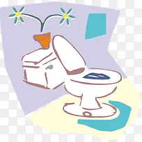 卡通卫生间马桶矢量