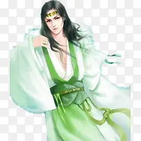 白衣绿衣长发儒雅帅哥