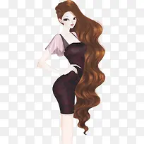 矢量手绘性感美女
